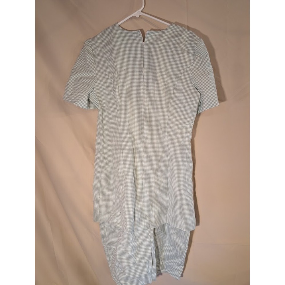 MHM Melissa Harper Green Gingham Tunic Dress Size 12 Short Sleeve‎ Split Hem - Picture 2 of 4